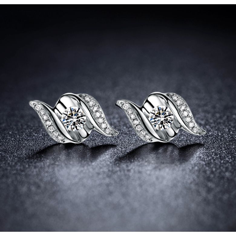 Boucles d'oreilles pendantes. Or blanc Diamants. Carat personnalisable - 2