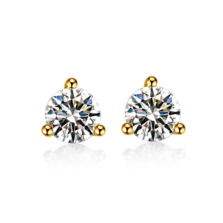 Puces diamants 0.10ct. Or jaune. Carat personnalisable - 1