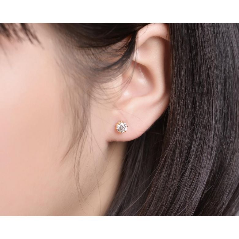 Puces diamants 0.50ct. Or jaune - Carat personnalisable - 2