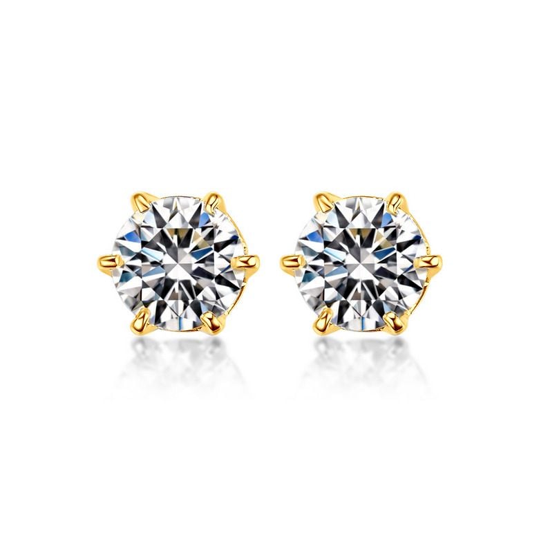 Puces diamants 0.50ct. Or jaune - Carat personnalisable - 1
