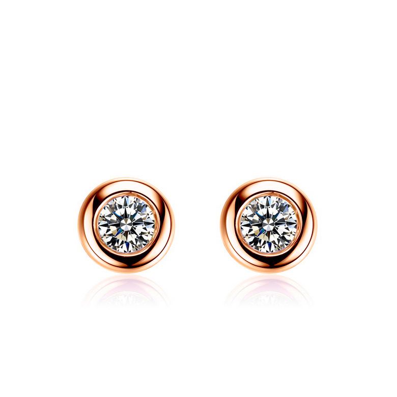 Puces diamants serties clos 0.20ct. Or rose. Carat personnalisable - 1