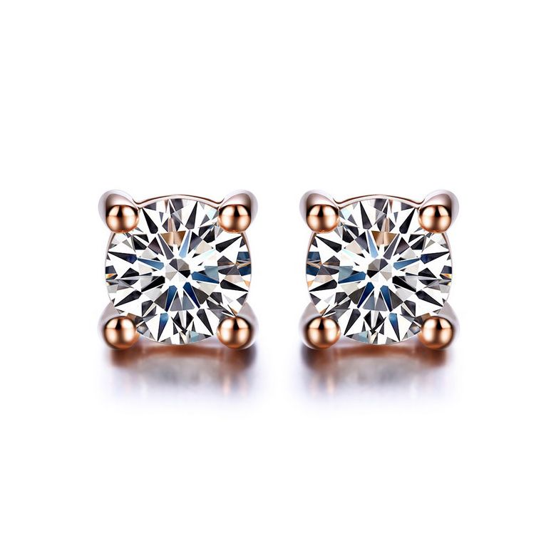 Puces diamants 0.20ct. Or rose Carat personnalisable - 1
