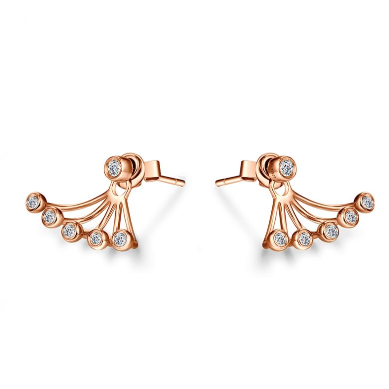 Puces et pendants or rose diamants. Tentacules - 1