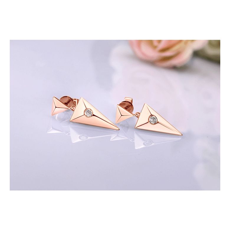 Pendants d'oreilles triangles Or rose. Diamants 0.10ct - 6