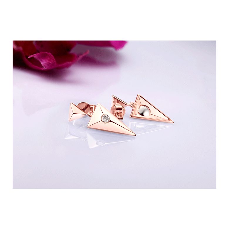 Pendants d'oreilles triangles Or rose. Diamants 0.10ct - 5
