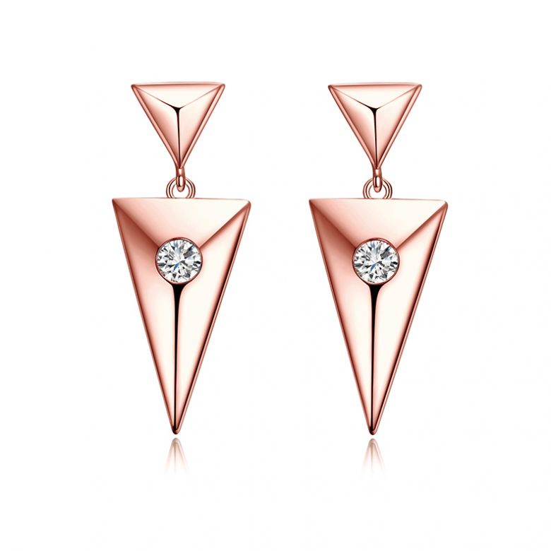 Pendants d'oreilles triangles Or rose. Diamants 0.10ct - 1