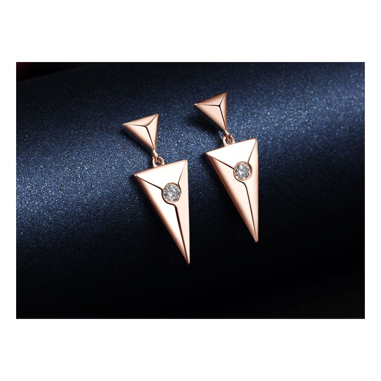 Pendants d'oreilles triangles Or rose. Diamants 0.10ct - 3