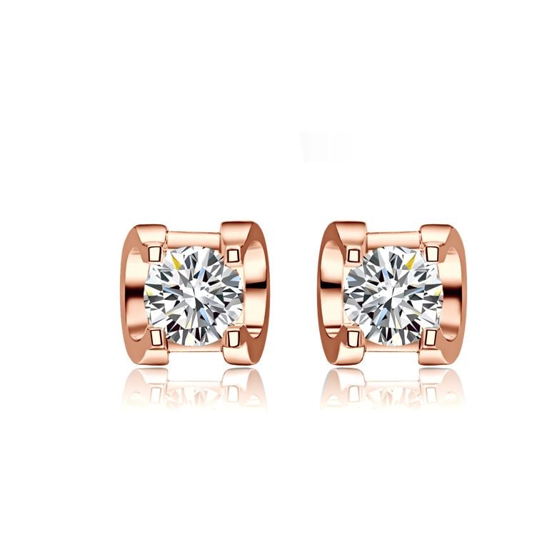 Puces diamants griffes taille brillant 0.20 carat. Personnalisables - 1