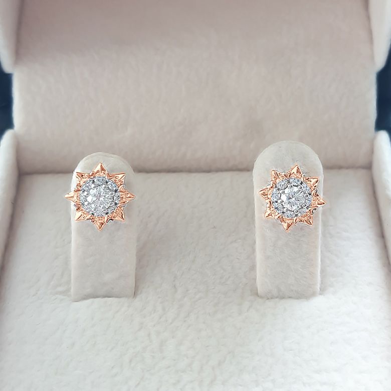 Boucles d'oreilles meravigliosa. Or rose, diamants 0.26ct - 7