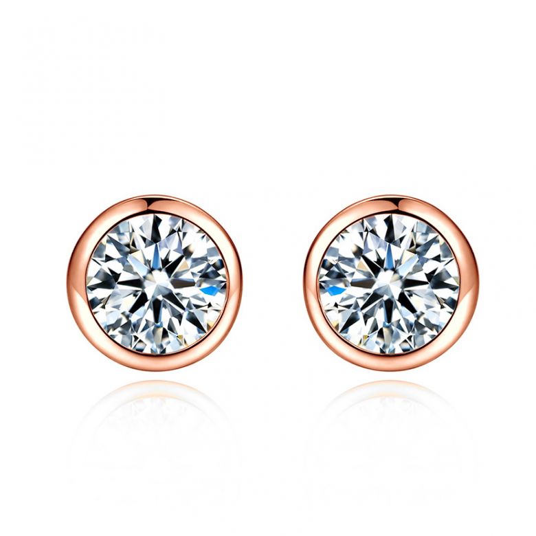 Puces diamants serties clos 0.40ct. Or rose. Carat personnalisable - 1