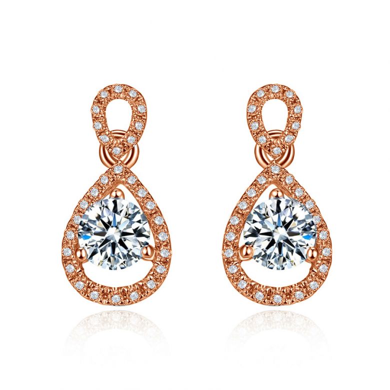 Boucles d'oreilles - Boucle diamant or rose 18cts - 1