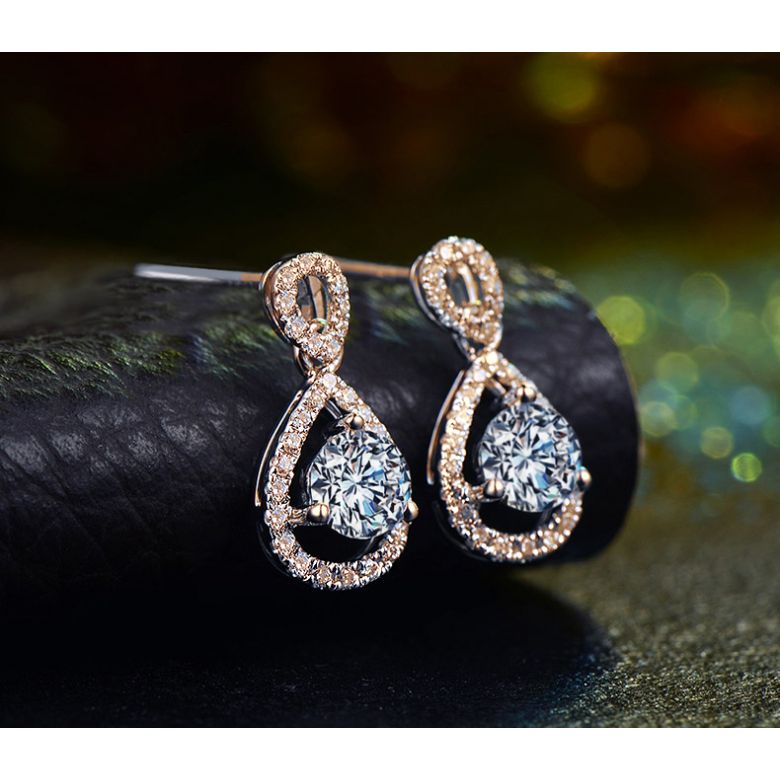 Boucles d'oreilles - Boucle diamant or rose 18cts - 3