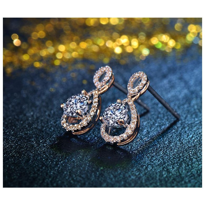 Boucles d'oreilles - Boucle diamant or rose 18cts - 6