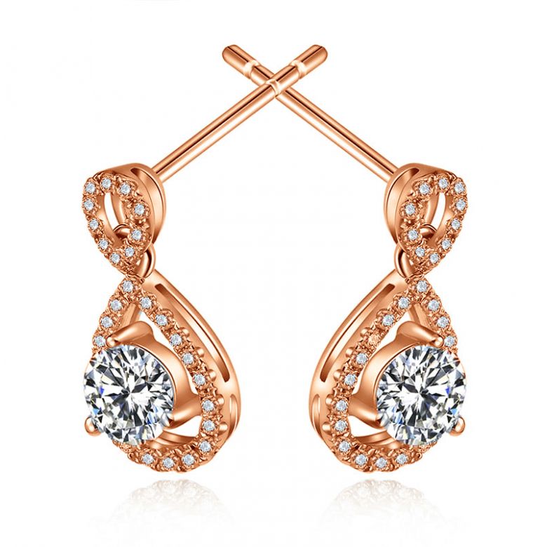 Boucles d'oreilles - Boucle diamant or rose 18cts - 7