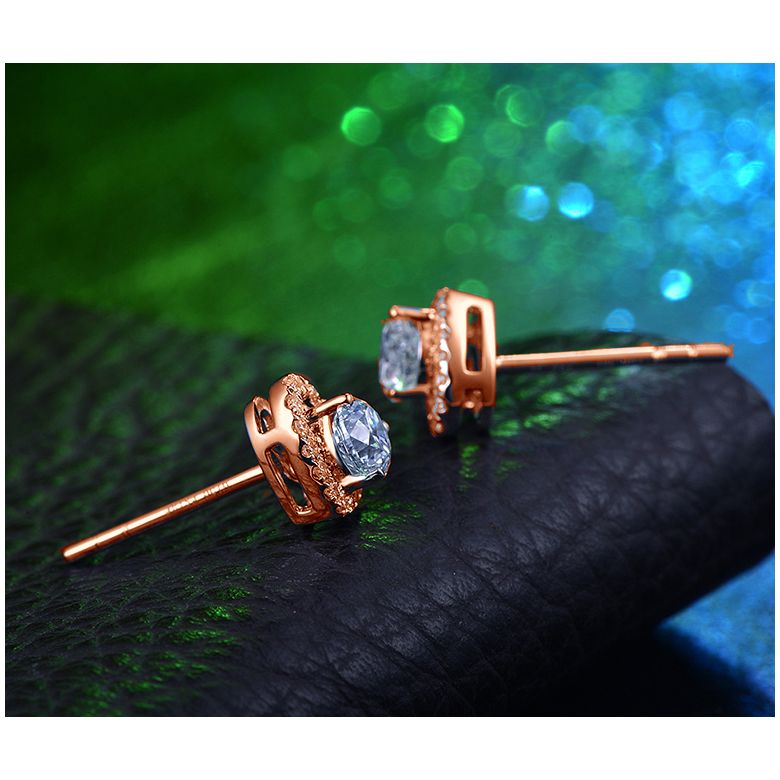Boucles Oreilles diamants 0.60ct. Or rose. Coeur - 4