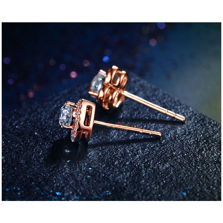 Boucles Oreilles diamants 0.60ct. Or rose. Coeur - 6