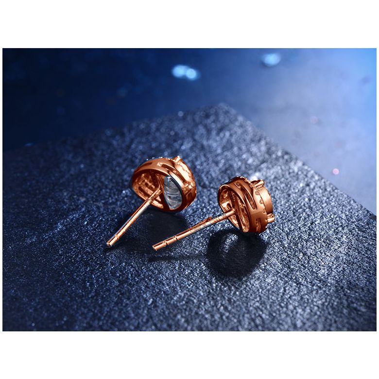 Boucles Oreilles Or rose diamants 0.32ct. Forme goutte - 7