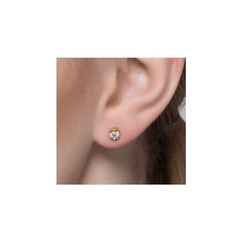 Puces diamants serties clos 0.20ct. Or jaune. Carat personnalisable - 3