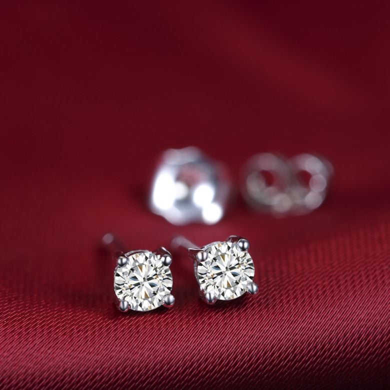 Puces diamants 0.20ct. Or blanc - Carat personnalisable - 4
