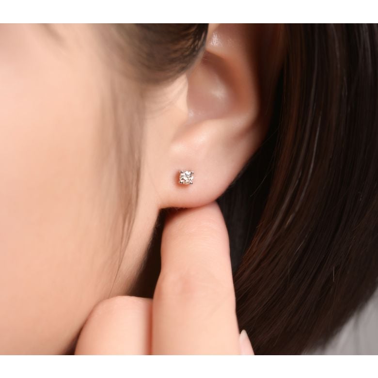 Puces diamants 0.20ct. Or blanc - Carat personnalisable - 2