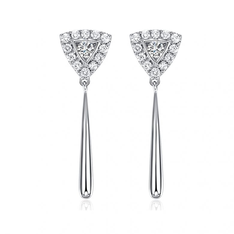 Boucles d'oreilles diamants Or blanc pendantes forme goutte - 1