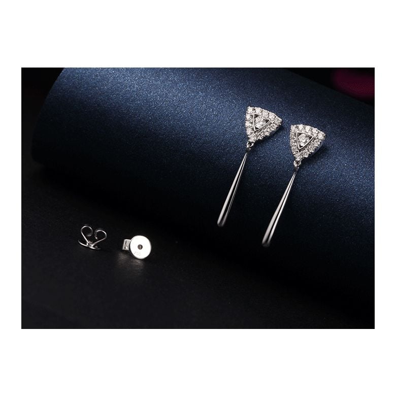 Boucles d'oreilles diamants Or blanc pendantes forme goutte - 3