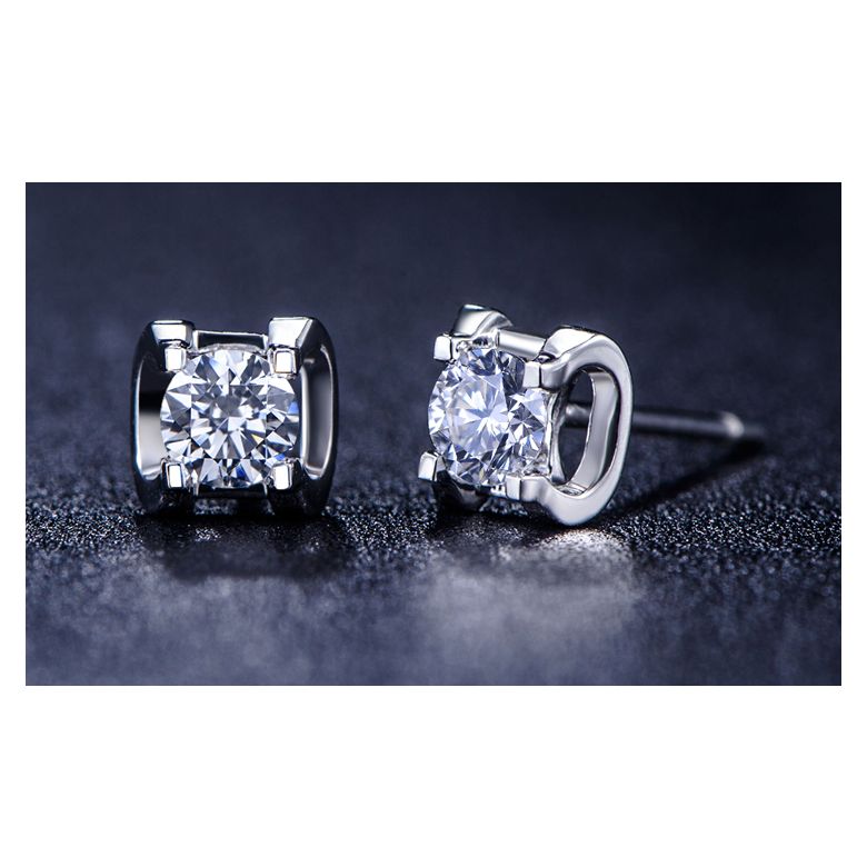 Puces diamants griffes taille brillant 0.20 carat. Personnalisables - 3