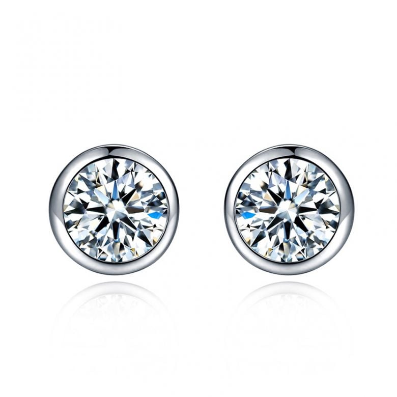 Puces diamants serties clos 0.40ct. Or blanc. Carat personnalisable - 1