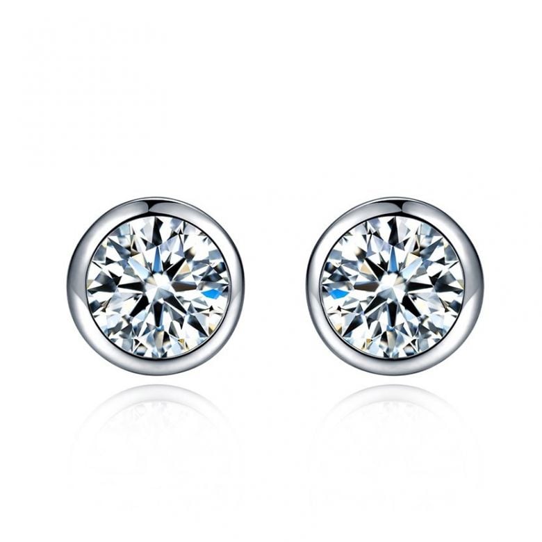 Puces diamants serties clos 0.40ct. Platine. Carat personnalisable - 1