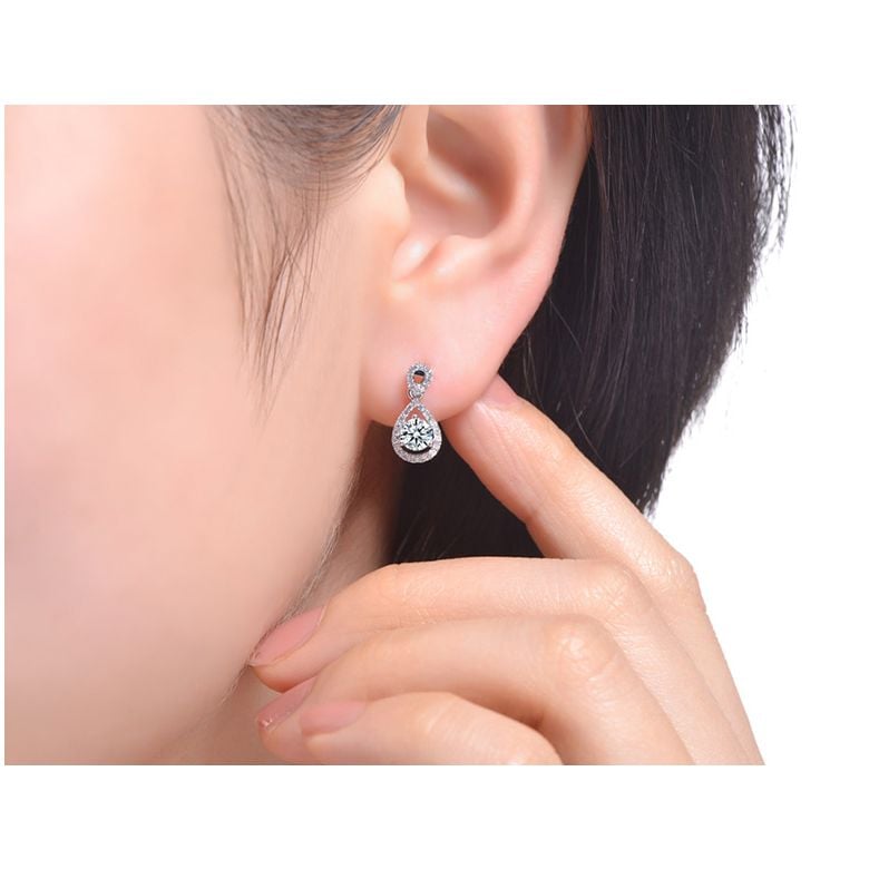 Boucles d'oreilles - Boucle diamant or blanc 18cts - 2