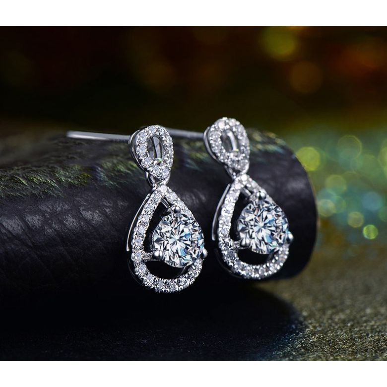 Boucles d'oreilles - Boucle diamant or blanc 18cts - 3