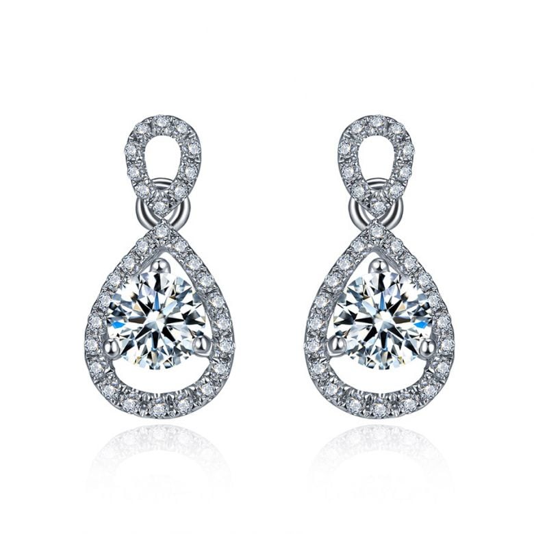 Boucles d'oreilles - Boucle diamant or blanc 18cts - 1