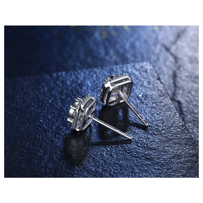 Boucles Oreilles carrées diamants 0.40ct. Or blanc - 6