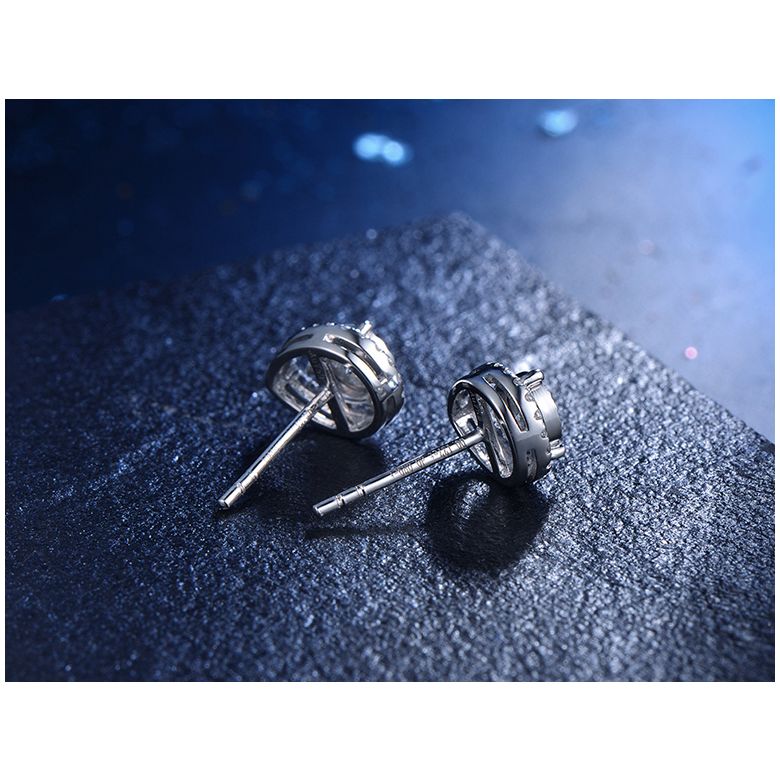 Boucles Oreilles Or blanc diamants 0.32ct. Forme goutte - 7