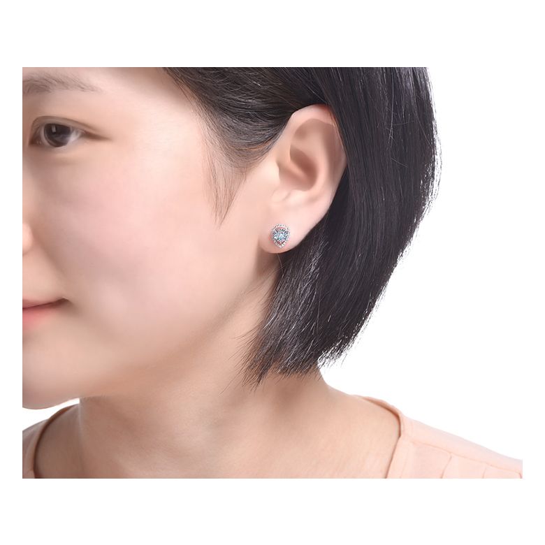 Boucles Oreilles Or blanc diamants 0.32ct. Forme goutte - 5