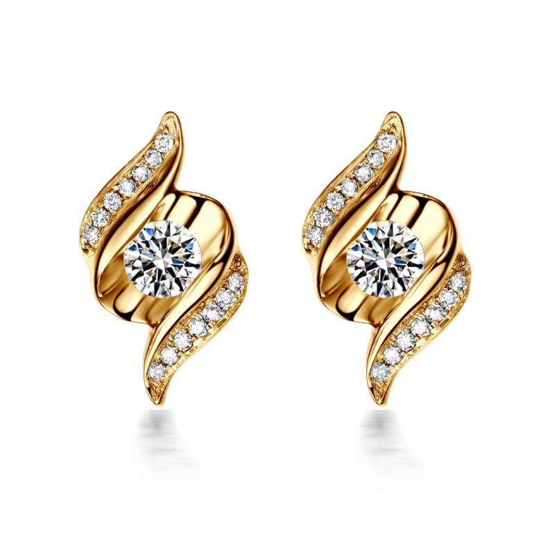 Boucles d'oreilles pendantes. Or jaune Diamants. Carat personnalisable - 1