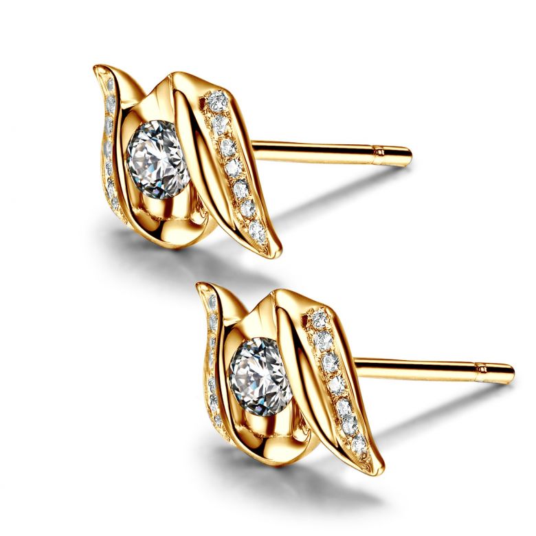 Boucles d'oreilles pendantes. Or jaune Diamants. Carat personnalisable - 7