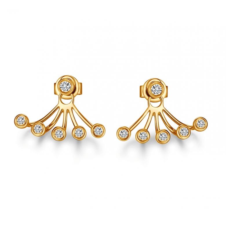 Puces et pendants or jaune diamants. Tentacules - 1