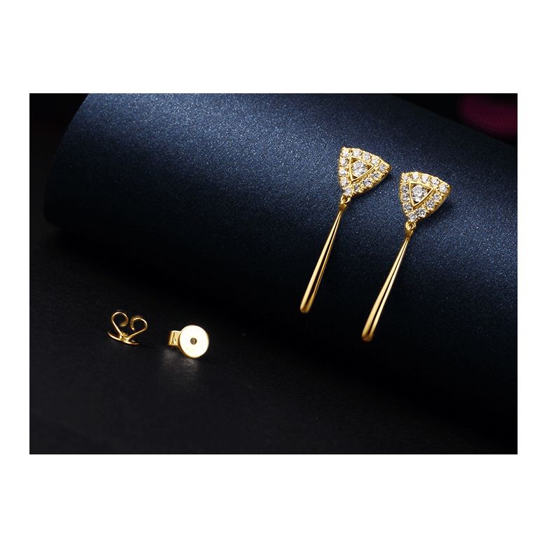 Boucles d'oreilles diamants Or jaune pendantes forme goutte - 3