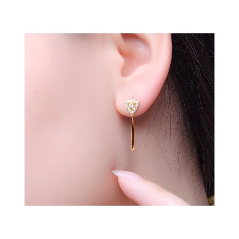 Boucles d'oreilles diamants Or jaune pendantes forme goutte - 2