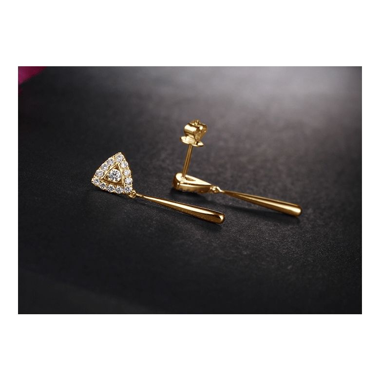 Boucles d'oreilles diamants Or jaune pendantes forme goutte - 4
