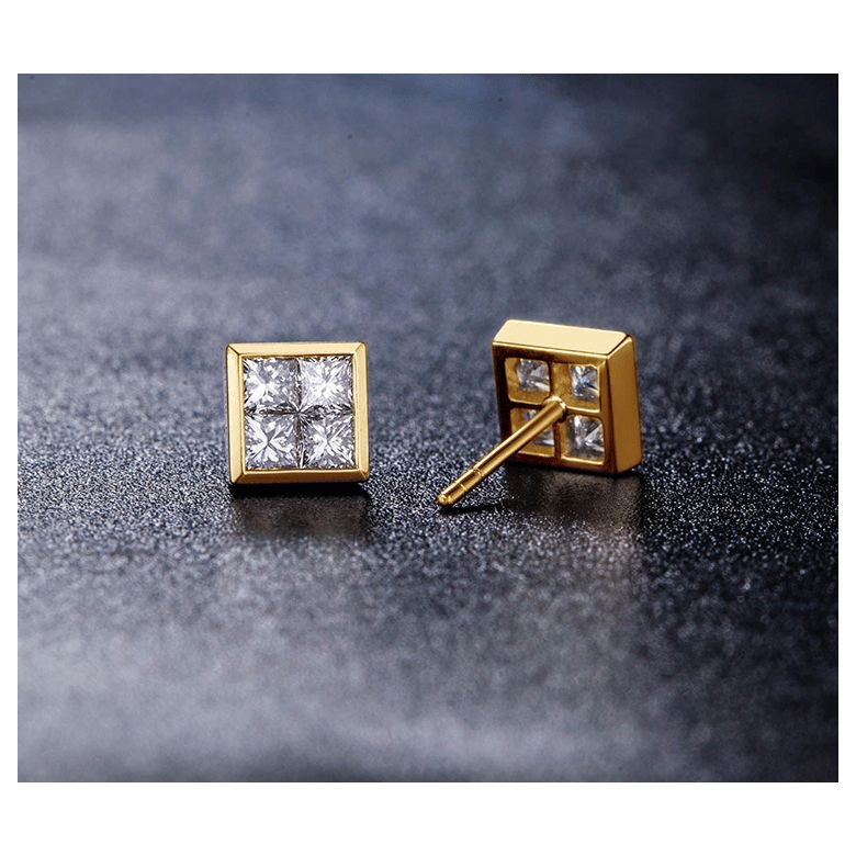 Puce d'oreille Personnalisable Diamant Princesse. Or jaune I Gemperles - 4