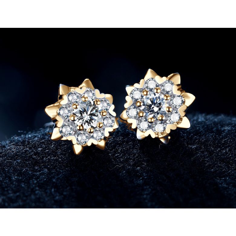 Boucles d'oreilles meravigliosa. Or jaune, diamants 0.26ct - 2
