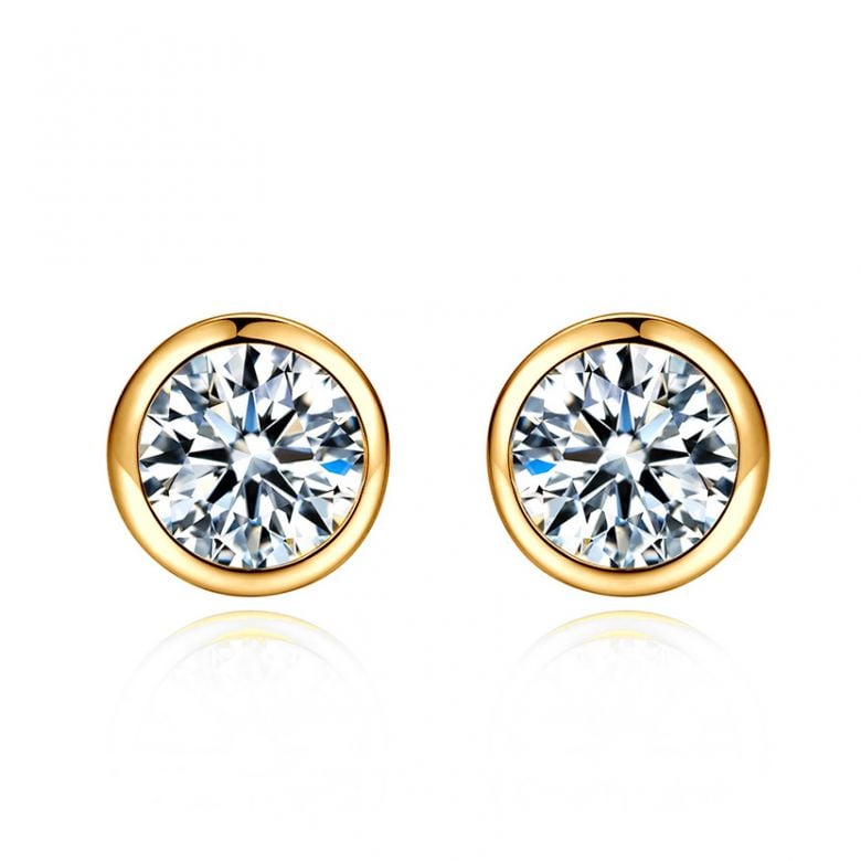 Puces diamants serties clos 0.40ct. Or jaune. Carat personnalisable - 1