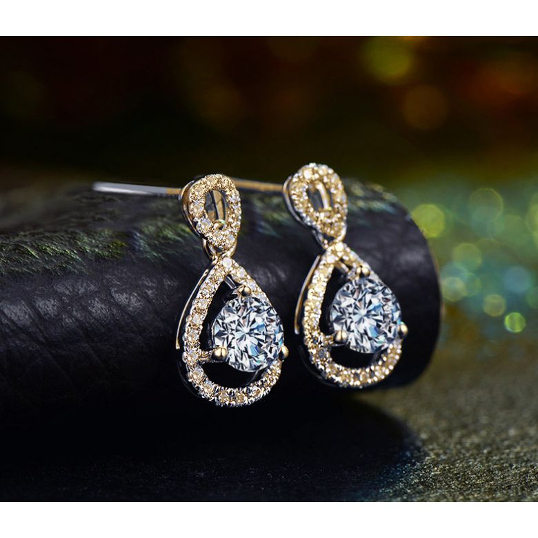 Boucles d'oreilles - Boucle diamant or jaune 18cts - 3