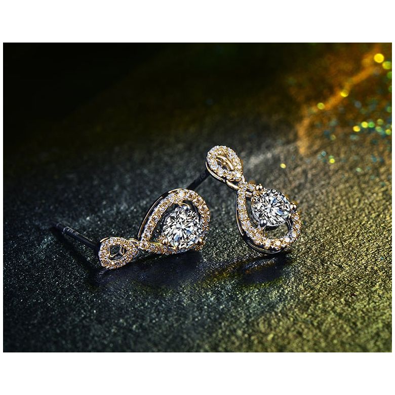 Boucles d'oreilles - Boucle diamant or jaune 18cts - 5
