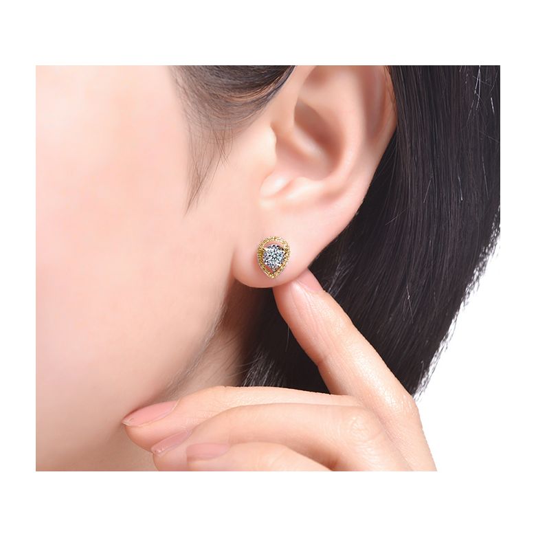 Boucles Oreilles Or jaune diamants 0.32ct. Forme goutte - 2
