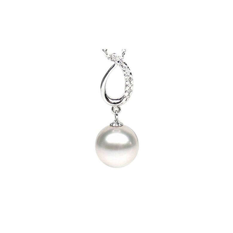 Pendentif Île Maria - Perle d'Australie blanche - Or blanc, diamants - 2