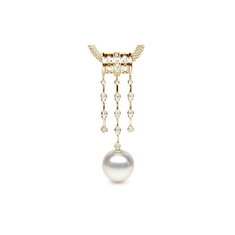 Pendentif joaillerie ethnique - Perle d'Australie - Or jaune, diamants - 1