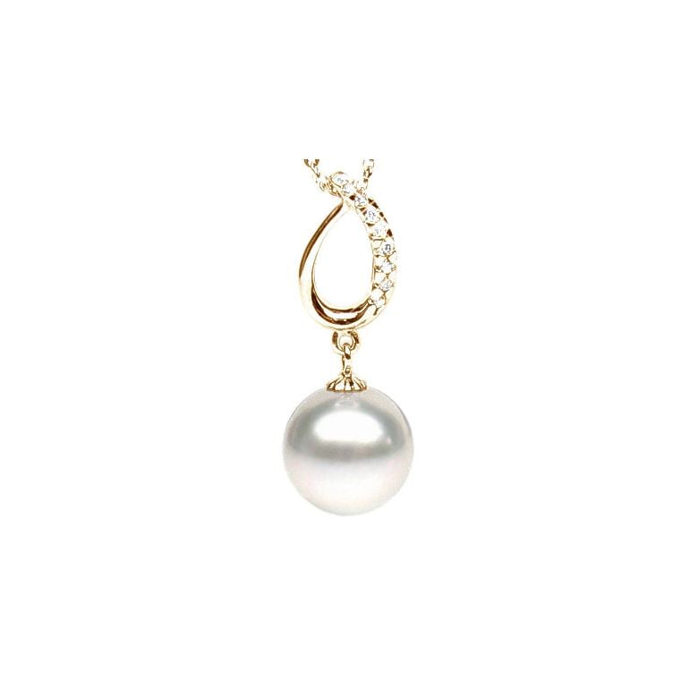 Pendentif Île Maria - Perle d'Australie blanche - Or jaune, diamants - 1